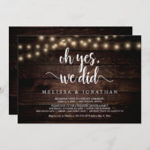 O ja, dat deden we, Rustic Wedding Elopement Kaart (Voorkant / Achterkant)