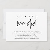 O ja, dat hebben we gedaan, Modern elopement diner Kaart (Voorkant)