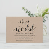 o ja, dat hebben we gedaan, trouwkaart voor elopem kaart (Staand voorkant)