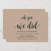 o ja, dat hebben we gedaan, trouwkaart voor elopem kaart (Voorkant / Achterkant)