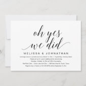 O ja, we deden het, Bruiloft Feest Kaart (Voorkant)