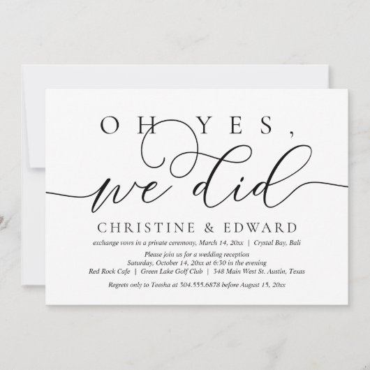 O ja, we hebben het gedaan, Trouwuitnodiging Kaart (Voorkant)