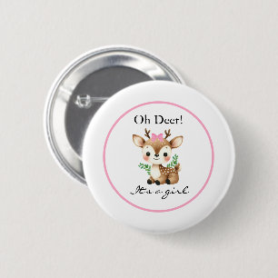 O jee het is een meisje baby shower feest ronde button 5,7 cm