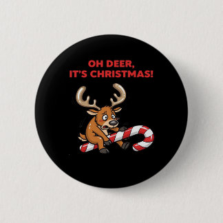 O jee het is kerst Gestresste rendieren met zoetig Ronde Button 5,7 Cm