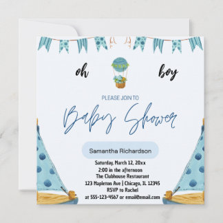 O jongen baby blauwe ballon lucht kaart