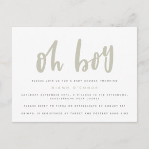 O jongen baby shower ansichtkaart. uitnodiging briefkaart