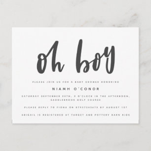 O jongen baby shower ansichtkaart. uitnodiging briefkaart