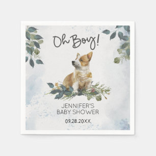 O jongen ! Baby Shower Corgi Puppy Servet