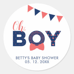 O Jongen Baby Shower Feest Favoriet Dank je Stic Ronde Sticker