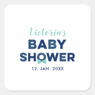 O Jongen Baby Shower Feest Favoriet Dank je Stic Vierkante Sticker