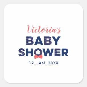 O Jongen Baby Shower Feest Favoriet Dank je Stic Vierkante Sticker