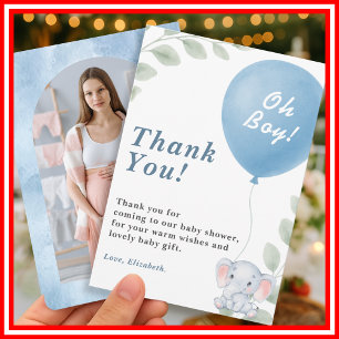 O Jongen Baby Shower Foto Bedankkaart