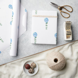 O jongen ballon groen eucalyptus baby shower cadeaupapier