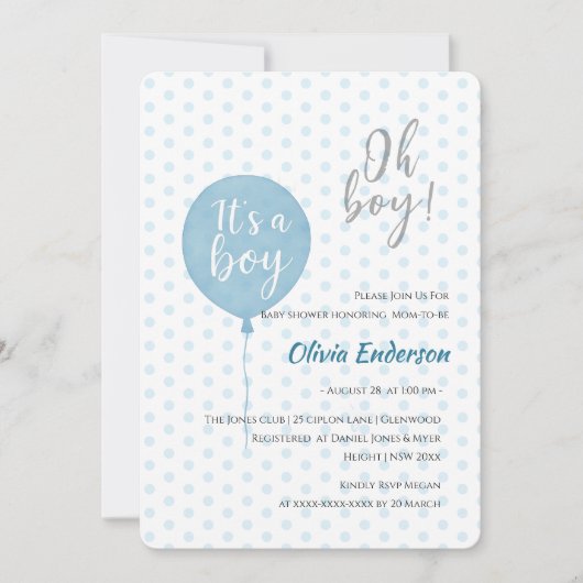 O jongen! Ballonbaby is uitgenodigd om te komen Kaart (Voorkant)