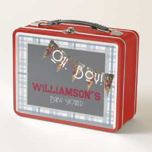 O, jongen!-Blauw geruit en met de hand geschilderd