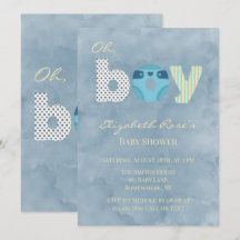O Jongen Blauwe Aquarel Luier Baby Shower Cadeau