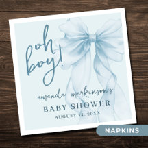 O Jongen Blauwe Aquarel Strik Baby Shower