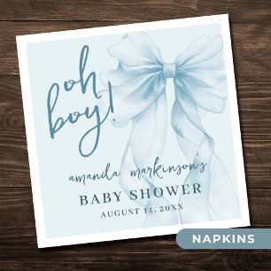 O Jongen Blauwe Aquarel Strik Baby Shower Servet