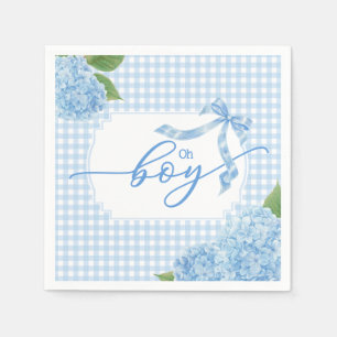 O Jongen Blauwe Gingham Schotse Ruit Hortensia Bab Servet