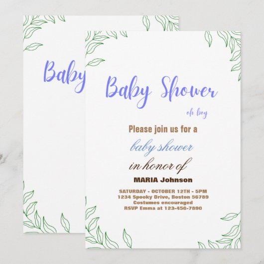 O jongen Eucalyptus baby shower uitnodiging (Voorkant / Achterkant)