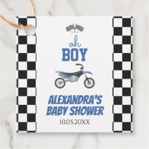 O Jongen Geruite Dirt Bike Baby Shower