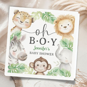 O Jongen Jungle Baby Shower Safari Dieren Papier Servet