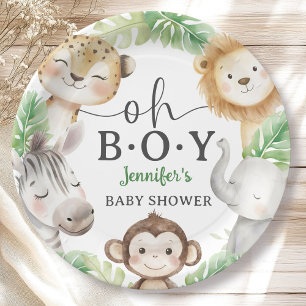 O Jongen Jungle Baby Shower Safari Dieren Papieren Bordje