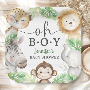 O Jongen Jungle Baby Shower Safari Dieren Papieren Bordje