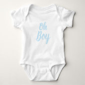 O jongen lichtblauw script baby shower geslacht on romper (Voorkant)
