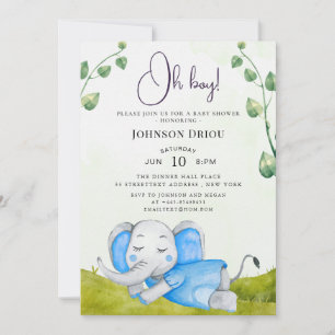 O jongen olifant baby shower uitnodiging