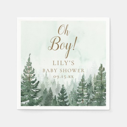 O jongen Rustieke dennenboom bos baby shower Servet (Voorkant)