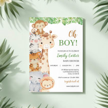 O jongen! Safari baby shower uitnodiging