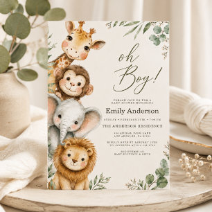 O Jongen Safari Dieren Jongens Baby Shower Kaart