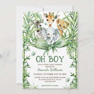 O Jongen Schattige Safari Dieren Baby Shower Kaart