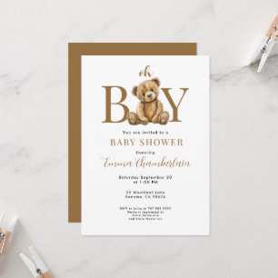 O jongen Teddybeer Jongen Baby Shower Uitnodiging