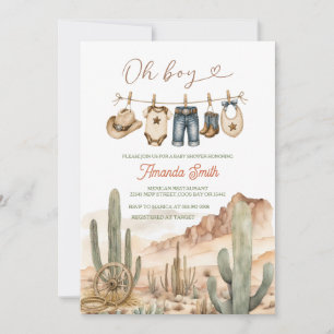 O Jongen Woestijn Cactus Waslijn Baby Shower Kaart