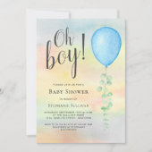 O Jongens Baby Shower Uitnodiging Eucalyptus Blauw (Voorkant)