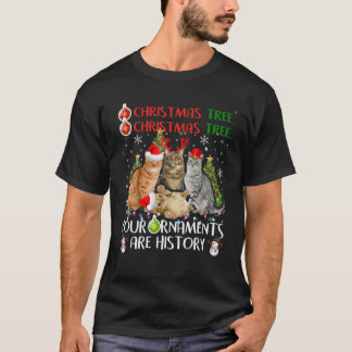 O Kerstboom Funny Santa Reindecier Cat Lover Ch T-shirt