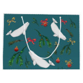 O Kerstmis Beluga Whale Illustratiepatroon Groot Cadeauzakje (Achterkant)