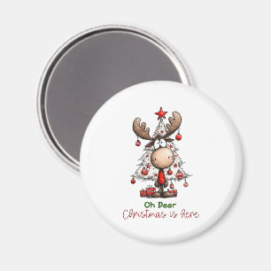 O Kerstmis Is Hier Cute Rendier Kerstmis Magneet