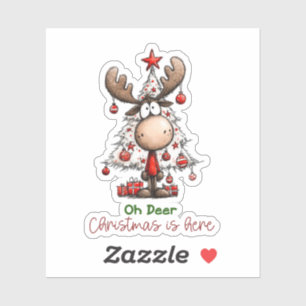 O Kerstmis Is Hier Mooie Rendier Kerstman Sticker