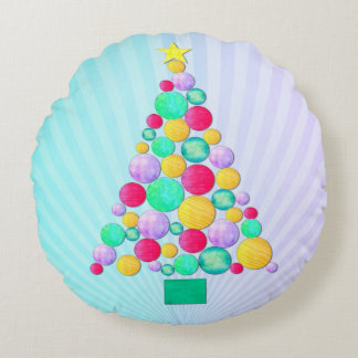 O Kerstmis Whimsey Folk Art Rond Kussen