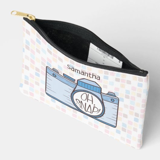 O, knap! Blauwe Pastel Camera Etui (Open)