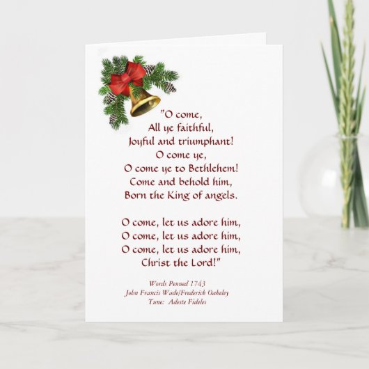 O Kom allemaal Ye Faithful Hymn-kerstKaart Feestdagen Kaart (Voorkant)