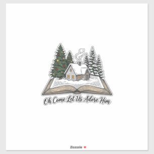 O kom, laat ons Hem aanbidden Kerstboek ontwerp_1 Sticker