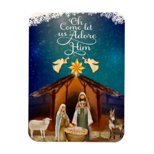 "O Kom, Laat Ons Hem Aanbidden" Kerstmis Geboorte场 Magneet