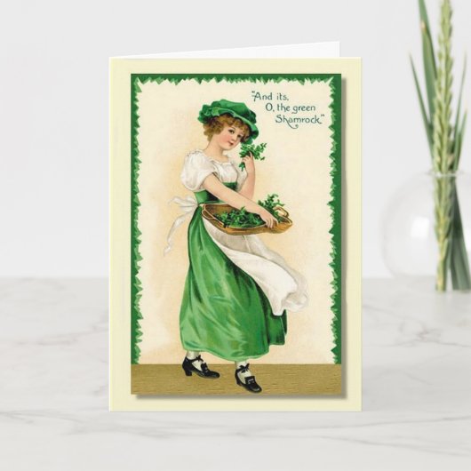 O, La Carte Vintage Shamrock Verte (Devant)