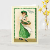 O, La Carte Vintage Shamrock Verte (Fleur jaune)