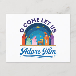 O, laat ons hem met Kerstmis Christelijke Jezus be Briefkaart