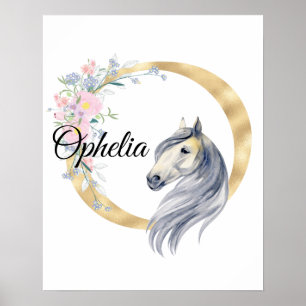 O letter gepersonaliseerde naam monogram met paard poster